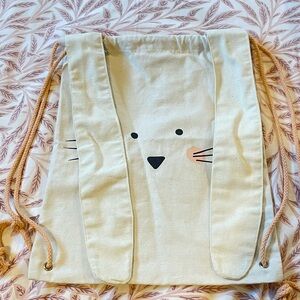 Kids Cream Bunny Drawstring Backpack with Pink Cheeks